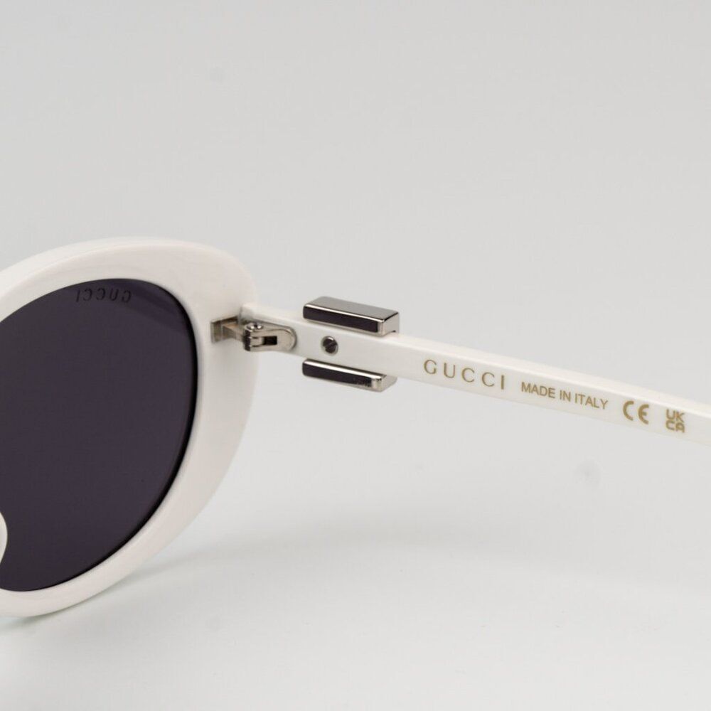 NEW Gucci GG1684SA 006 White Grey Unisex Oval Sunglasses GG 1684SA - Picture 7 of 10